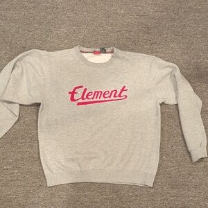 Element Heather Gray Crewneck with Pink Script